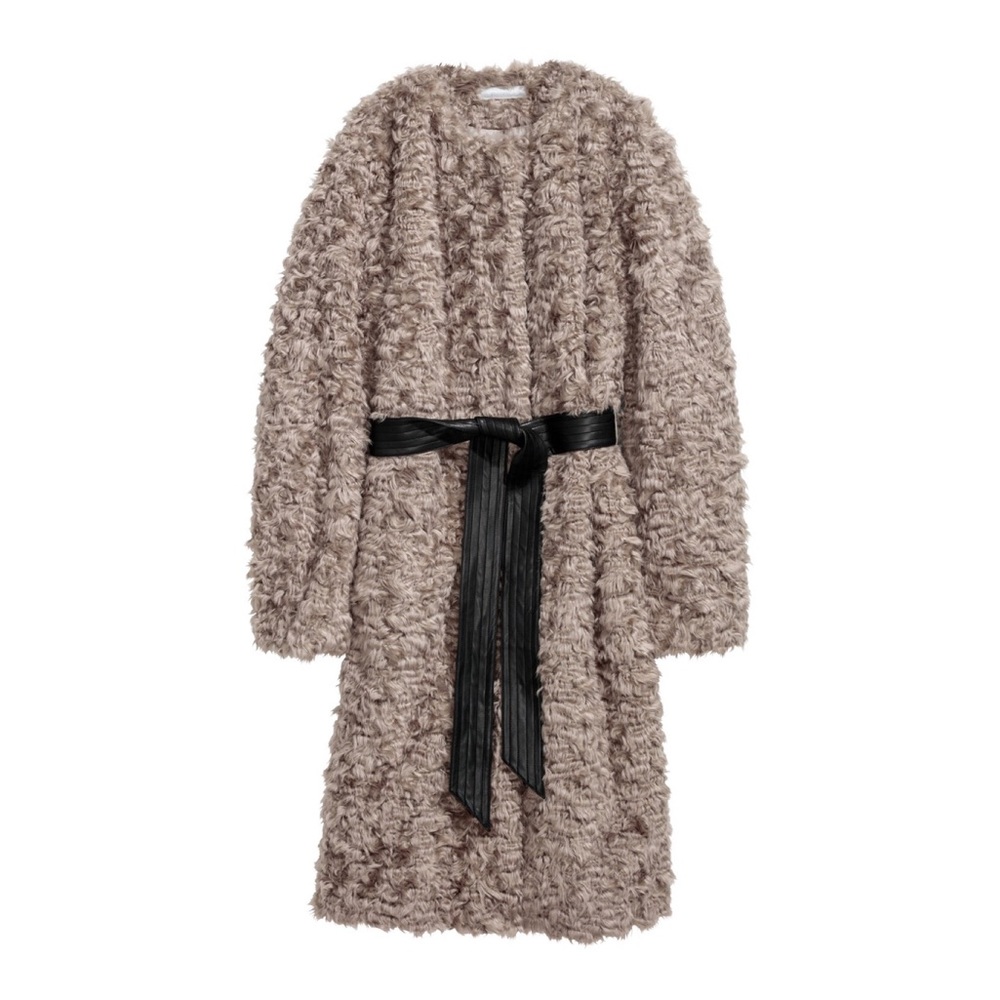 H&M faux fur taupe jacket